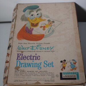 Lakeside Toys Walt Disney Electric Drawing Set w Character Sheets & Pencils 1962